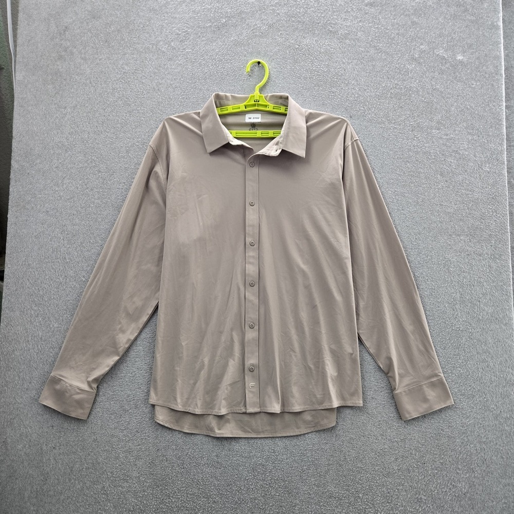 Fabletics Men Button Up Shirt XL Beige The Dong Long Sleeve